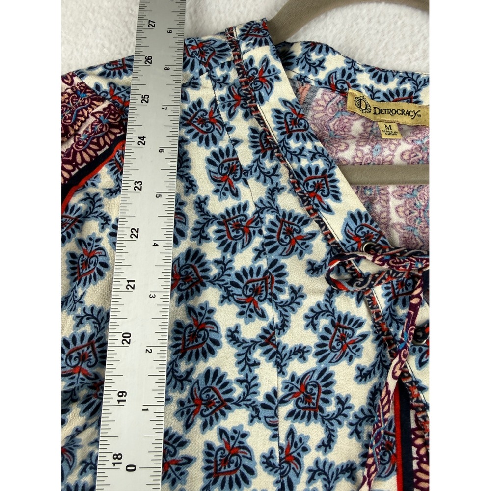 Democracy Women's  Paisley Lace Up V-Neck Peplum Blouse Top Size M B0224RSM‎ - Picture 6 of 8